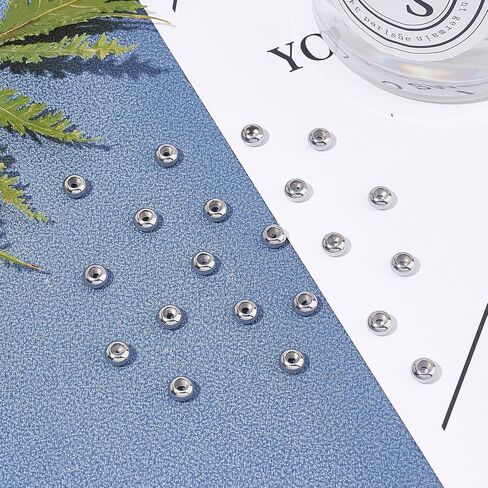 UNICRAFTALE 40 pcs Slider Beads Stopper Beads 9mm Stainless Steel Rubber Spacer Beads Adjustable Slider Clasps Rondelle Beads Bracelets Beads Loose Beads with Rubber Inside for DIY Jewelry Making in Saudi Arabia