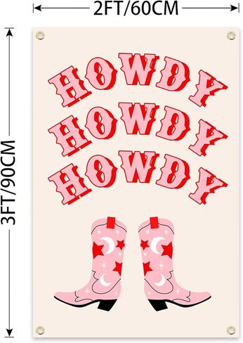 QOttLe Howdy Western Cowboy Boots Pink Letter Tapestries Wall Hanging Home Decor Bedroom Living Room Office Party 2×3 FT in Saudi Arabia