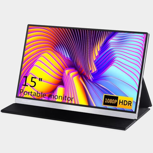 شاشة محمولة 15.6 بوصة شاشة IPS رفيعة للغاية HDR التوصيل والتشغيل، FHD 1080P USB C HDMI مكبرات صوت من سبائك الألومنيوم شاشة خارجية لأجهزة الكمبيوتر المحمول والهاتف Mac Xbox (15.6 بوصة، أسود) in Kuwait