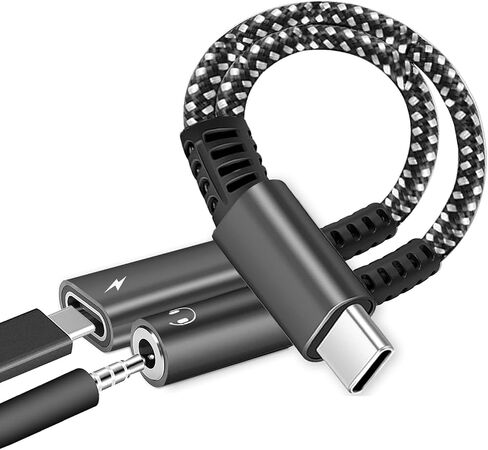 محول سماعة رأس وشاحن USB من النوع C إلى 3.5 مم، كابل دونجل USB C إلى AUX 2 في 1 مع شحن سريع PD 60 وات متوافق مع Samsung Galaxy S22 S21 S20، Note 20 10، Google Pixel 4 3 XL in Saudi Arabia