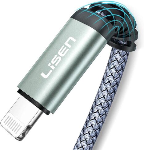كابل شاحن iPhone معتمد من LISEN MFi (6.6 قدم)، كابل Lightning [لا يتمزق أبدًا] سلك iPhone سريع الشحن 2.4 أمبير متوافق مع iPhone 11 Pro/Xs Max/XR/XS/X/8/8 Plus/7/6/6 Plus/ SE/5/5S in Saudi Arabia