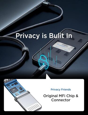 كابل شاحن iPhone معتمد من LISEN MFi (6.6 قدم)، كابل Lightning [لا يتمزق أبدًا] سلك iPhone سريع الشحن 2.4 أمبير متوافق مع iPhone 11 Pro/Xs Max/XR/XS/X/8/8 Plus/7/6/6 Plus/ SE/5/5S in Saudi Arabia