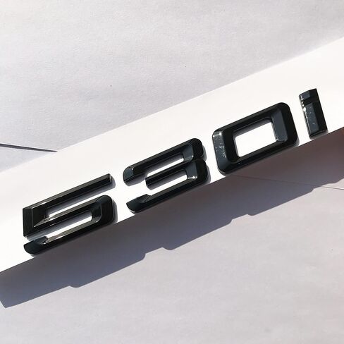 530i شعار أسود لامع مقاس OEM أصلي بديل لغطاء صندوق السيارة BMW الخلفي شعار شارة لوحة اسم ملصق رقم الحروف (أسود ساطع، 530i) in Kuwait