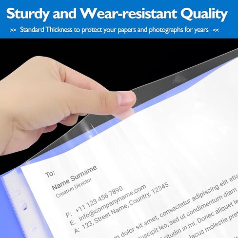 500 حزمة من واقيات الورق لـ 3 مجلدات حلقية، 8.5 × 11 بوصة، أوراق حماية للصفحات البلاستيكية الشفافة مع 11 فتحة معززة، تحميل علوي 9.25 × 11.25 بوصة in Kuwait