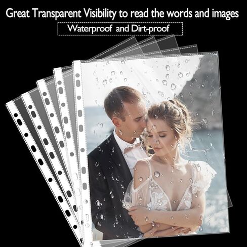 500 حزمة من واقيات الورق لـ 3 مجلدات حلقية، 8.5 × 11 بوصة، أوراق حماية للصفحات البلاستيكية الشفافة مع 11 فتحة معززة، تحميل علوي 9.25 × 11.25 بوصة in Kuwait