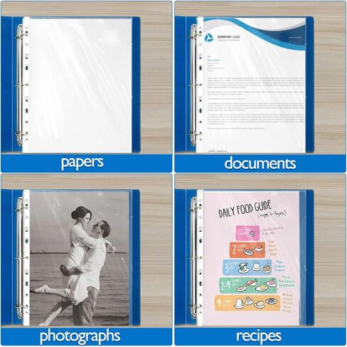 500 حزمة من واقيات الورق لـ 3 مجلدات حلقية، 8.5 × 11 بوصة، أوراق حماية للصفحات البلاستيكية الشفافة مع 11 فتحة معززة، تحميل علوي 9.25 × 11.25 بوصة in Kuwait