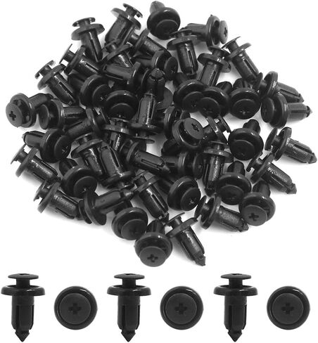 uxcell 50Pcs Black Plastic Push Pin Retainer Fasteners Clips Rivet for 7mm Hole Dia in Saudi Arabia