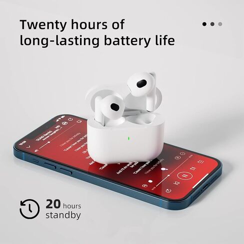 Wireless 5.2 Bluetooth headphones, wireless gaming earbuds with stereo sound, in-ear bass sports White headphones with built-in microphone in Saudi Arabia
