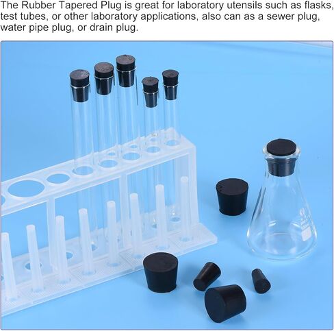 MECCANIXITY Rubber Tapered Plug 28mm to 37mm Solid Test Tubes Bungs Stopper Black for Lab Home 3 Pieces in Saudi Arabia
