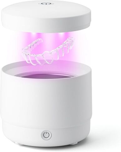 Ultrasonic Jewelry Cleaner, Portable Retainer Cleaner Machine, Rechargeable Cleaner Can Be Used 30-40 Times Without Power, 45KHz Frequency with UV Cleaner for All Dental Appliance (White) in Saudi Arabia