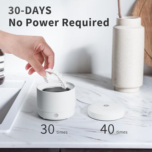 Ultrasonic Jewelry Cleaner, Portable Retainer Cleaner Machine, Rechargeable Cleaner Can Be Used 30-40 Times Without Power, 45KHz Frequency with UV Cleaner for All Dental Appliance (White) in Saudi Arabia