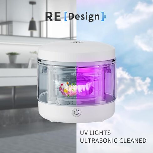 Ultrasonic Jewelry Cleaner, Portable Retainer Cleaner Machine, Rechargeable Cleaner Can Be Used 30-40 Times Without Power, 45KHz Frequency with UV Cleaner for All Dental Appliance (White) in Saudi Arabia