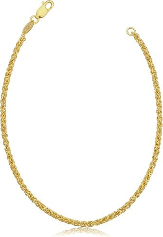 Kooljewelry 14k الذهب الأصفر معبأ 2.5 ملم جولة القمح سلسلة سوار مجوهرات للجنسين للرجال والنساء in Kuwait