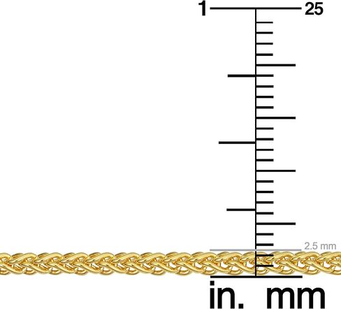 Kooljewelry 14k الذهب الأصفر معبأ 2.5 ملم جولة القمح سلسلة سوار مجوهرات للجنسين للرجال والنساء in Kuwait