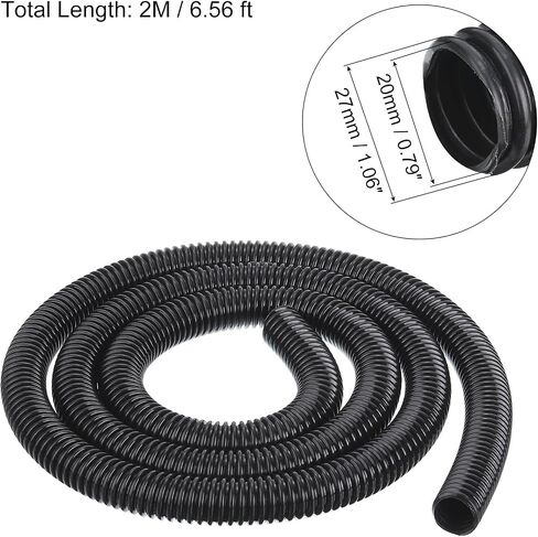 PATIKIL EVA Flexible Vacuum Cleaner Hose, 27 mm Outer Diameter 1M Length Dust Collection Hose for Industrial Vacuum Cleaner, Black in Saudi Arabia