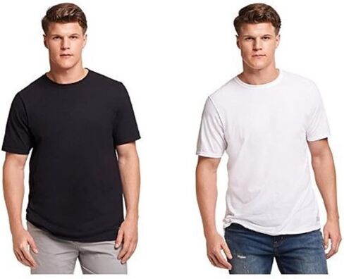 تي شيرت Russell Athletic رجالي من القطن بأكمام قصيرة، أسود/أبيض، 4XL in Kuwait