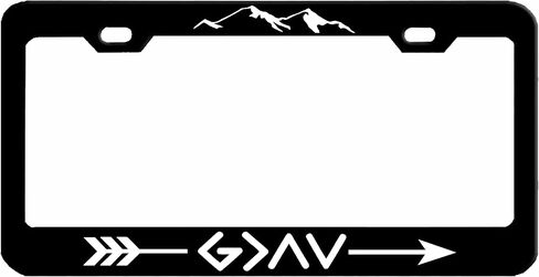 God is Greater Style Heavy Duty Metal License Plate Frame/Car Accessories Car Tag Holder Cover (Black/White) in Saudi Arabia