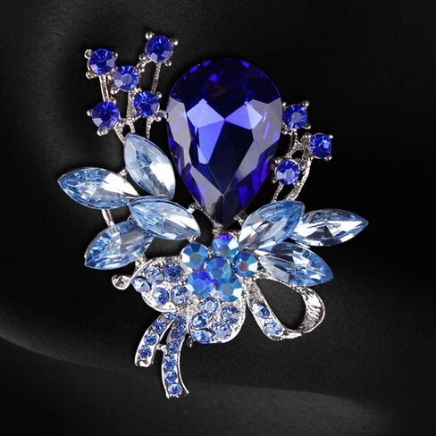 4 قطع دبابيس ودبابيس كريستال زرقاء اللون مطلية بالفضة ومجوهرات عصرية in Kuwait