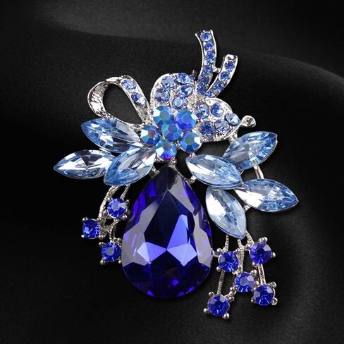 4 قطع دبابيس ودبابيس كريستال زرقاء اللون مطلية بالفضة ومجوهرات عصرية in Kuwait