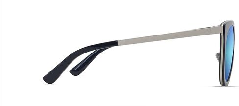 Maui Jim Women's Wood Rose Polarized Cat Eye Sunglasses, Navy w/Silver/Blue Hawaii, Small in Saudi Arabia