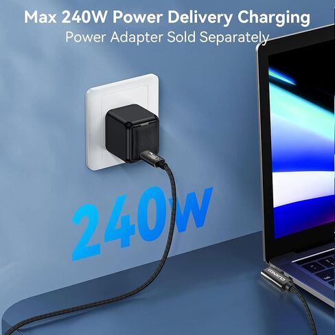 كابل فيديو USB C-C 8K، كابل شاشة USB 4 من النوع C يدعم الشحن السريع بقدرة 240 وات ومزامنة البيانات بسرعة 40 جيجابت في الثانية لأجهزة الكمبيوتر المحمول من النوع C والمحور ومحطة الإرساء والمزيد in Saudi Arabia