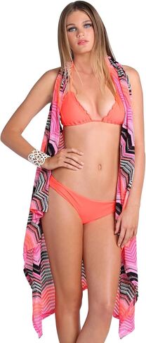 Luli Fama Women's Pink Champagne-Beach Wrap Crochet Vest Cover Up in Saudi Arabia