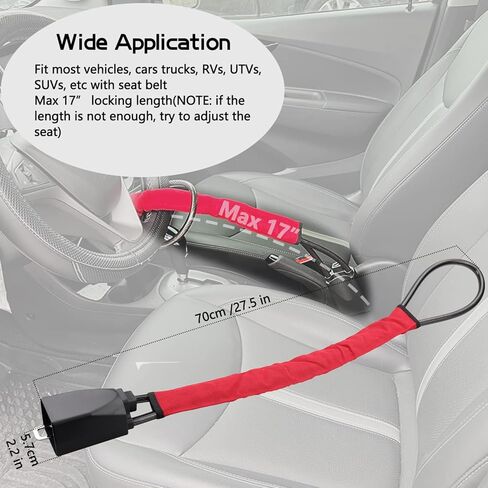 حزام الأمان العالمي لقفل عجلة القيادة يقفل عجلة النادي، جهاز أمان مضاد للسرقة لجهاز UTV، السيارة، عربة الجولف، بولاريس-أحمر in Kuwait