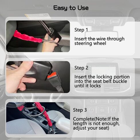 حزام الأمان العالمي لقفل عجلة القيادة يقفل عجلة النادي، جهاز أمان مضاد للسرقة لجهاز UTV، السيارة، عربة الجولف، بولاريس-أحمر in Kuwait
