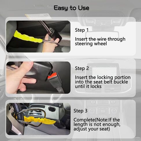 Universal Steering Wheel Lock Seat Belt Locks The Club Wheel Locks Security Anti-Theft Car Device for UTV, Car, Golf Cart, Polaris-Red in Saudi Arabia