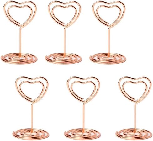 20pcs Mini Place Card Holder, Table Number Holders, Table Card Holders, Table Number Stands, Heart Shaped Table Sign Picture Photo Holder Menu Memo Clips for Valentine's Day Table Decor (Gold) in Saudi Arabia