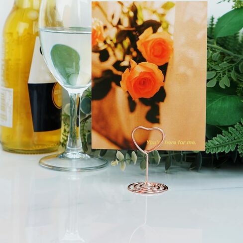 20pcs Mini Place Card Holder, Table Number Holders, Table Card Holders, Table Number Stands, Heart Shaped Table Sign Picture Photo Holder Menu Memo Clips for Valentine's Day Table Decor (Gold) in Saudi Arabia