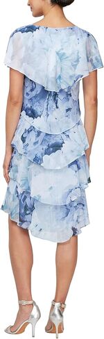 إس.إل. Fashions المرأة قصيرة الأكمام الأزهار المتدرج الشيفون مناسبة خاصة، فستان الزفاف ضيف in Kuwait