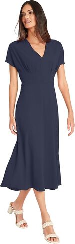 Maggy London Versatile V-Neck Short Sleeve A-line Midi Wedding Guest Dresses for Women in Saudi Arabia