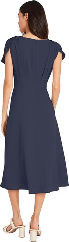 Maggy London Versatile V-Neck Short Sleeve A-line Midi Wedding Guest Dresses for Women in Saudi Arabia