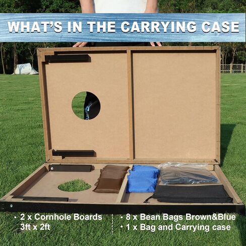 مجموعة ألعاب Cornhole الخارجية - مجموعة ألعاب Cornhole مقاس 2 × 3 بوصة مع 8 أكياس فول و2 لوح Cornhole - مثالية للبالغين في الحديقة الخارجية وألعاب الفناء الخلفي in Kuwait