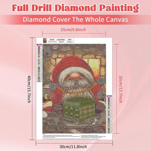 RICUVED Diamond Art Kits for Adults, Gnome Diamond Art Kits Full Round Drill Christmas Diamond Art, Diamond Gem Dots Art and Crafts for Gift Home Wall Decor 12x16Inch in Saudi Arabia