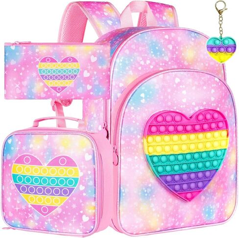gxtvo 3PCS Girls and Boys Backpack, 16" Kids Bookbag with Lunch Box, Water Resistant School Bag for Elementary Prechool in Saudi Arabia