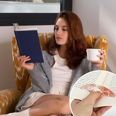 حامل صفحة كتاب الإبهام، قطعتان من أوراق الذهب المرجعية من الراتنج الشفاف حامل فتاحة الكتب ملحقات القراءة هدية لمحبي الكتب والطلاب والمعلمين (ذهبي + ذهبي وردي) in Saudi Arabia