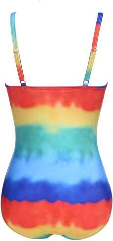 Ekouaer Womens One Piece Bathing Suits Backless Swimsuits Print Swimwear Rainbow in Saudi Arabia