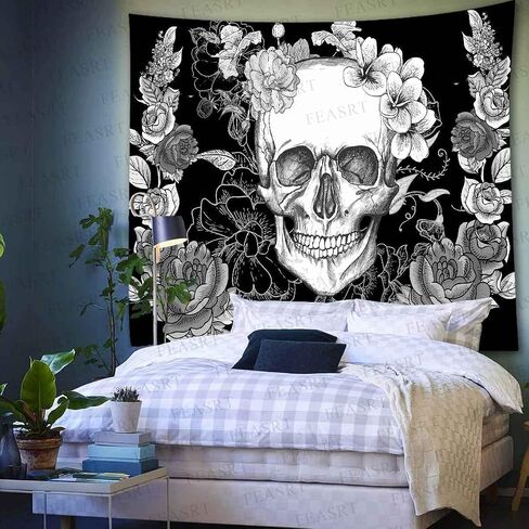 FEASRT Gothic Skull Tapestry Black and White Skull Tapestry Wall Hanging Tapestries Backdrop 60x40inch for Bedroom Living Room Dorm Room Party Decor GTQQAY1278 in Saudi Arabia