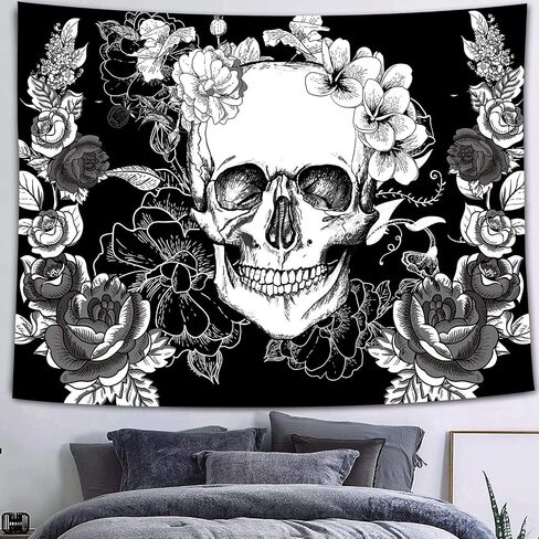 FEASRT Gothic Skull Tapestry Black and White Skull Tapestry Wall Hanging Tapestries Backdrop 60x40inch for Bedroom Living Room Dorm Room Party Decor GTQQAY1278 in Saudi Arabia