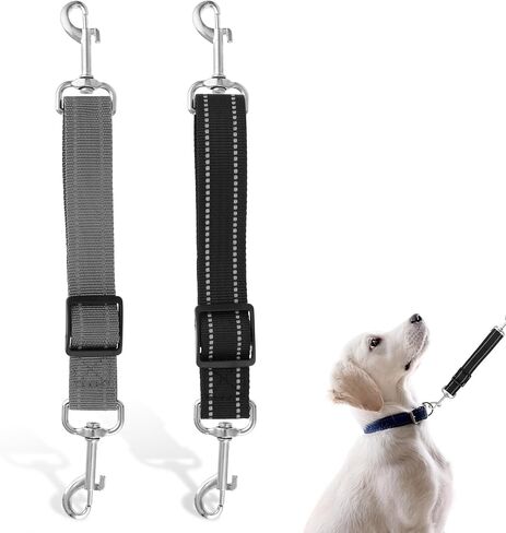 2 Pcs Dog Collar Clips, Reflective Nylon Prong Collar, Safety Backup Collar, Adjustable Pet Dog Collar Harness Connector, Double Ended Backup Clasp Clip for Dog Puppies(Black) in Saudi Arabia