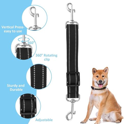 2 Pcs Dog Collar Clips, Reflective Nylon Prong Collar, Safety Backup Collar, Adjustable Pet Dog Collar Harness Connector, Double Ended Backup Clasp Clip for Dog Puppies(Black) in Saudi Arabia