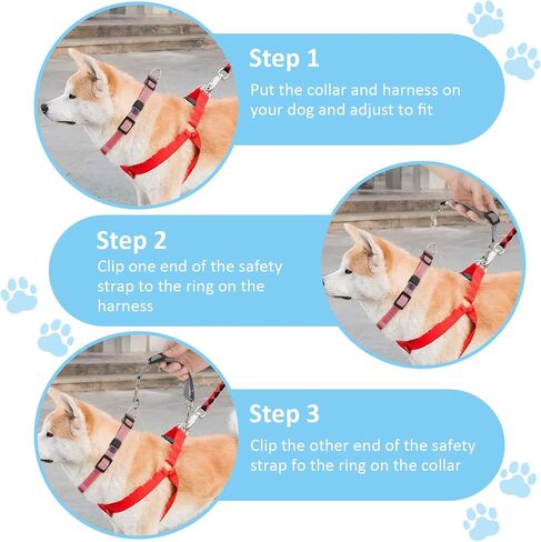 2 Pcs Dog Collar Clips, Reflective Nylon Prong Collar, Safety Backup Collar, Adjustable Pet Dog Collar Harness Connector, Double Ended Backup Clasp Clip for Dog Puppies(Black) in Saudi Arabia
