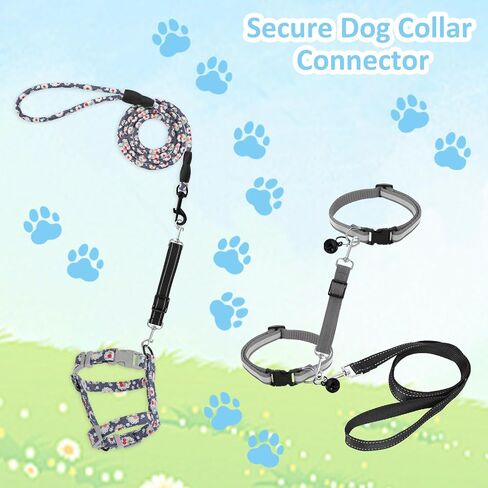 2 Pcs Dog Collar Clips, Reflective Nylon Prong Collar, Safety Backup Collar, Adjustable Pet Dog Collar Harness Connector, Double Ended Backup Clasp Clip for Dog Puppies(Black) in Saudi Arabia