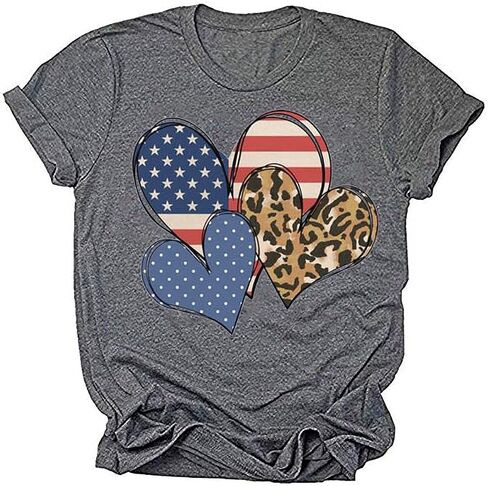Beopjesk Womens American Flag T-Shirt Cute July 4th Independence Day Patriotic Graphic Tees Tops in Saudi Arabia