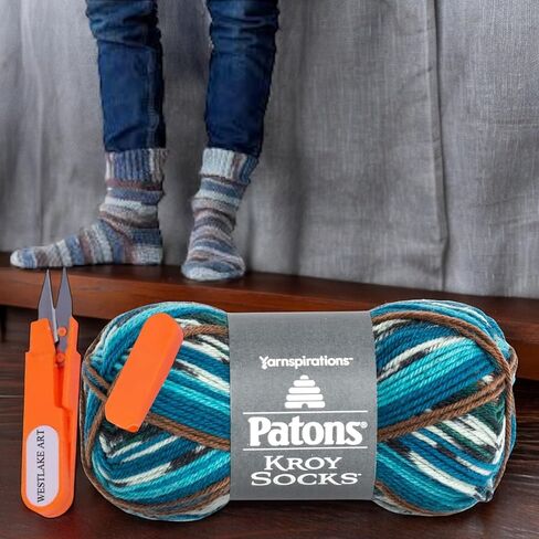 Bundle of Thread Cutter & Embroidery Scissor - 11c, and Yarns Patons Kroy Socks, 1.75 Ounce, Route 66 Jacquard, Pack of 2 in Kuwait