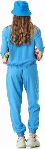 80s Tracksuit for Women Retro Windbreaker Outfit 90s Color Block Sportswear Set with Jacket Sweatpants in Saudi Arabia