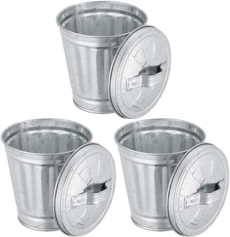 NUOBESTY 3pcs Mini Trash Can Desktop Garbage Bin Iron Garbage Can Pencil Cup Holder Flower Pot Compact Wastebasket for Bathroom Vanity Desktop Tabletop Coffee Table Countertop in Saudi Arabia