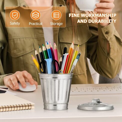 NUOBESTY 3pcs Mini Trash Can Desktop Garbage Bin Iron Garbage Can Pencil Cup Holder Flower Pot Compact Wastebasket for Bathroom Vanity Desktop Tabletop Coffee Table Countertop in Saudi Arabia
